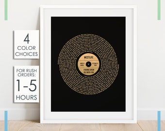 Custom Lyrics Wall Art, Our First Song Lyrics Print, Custom Anniversary Gift Digital Download, Custom Any Song Lyrics, Wedding Gift