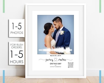 Arte fotográfico personalizado de ondas sonoras, código QR reproducible, regalo para él, regalo para ella, regalo de aniversario, te amo papá, regalo para abuelos, ondas sonoras