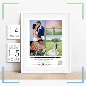 Collage fotografico personalizzato per il 1° anniversario, regalo di nozze per il 1° anno, regalo per il marito, foto artistica con onde sonore, codice QR riproducibile