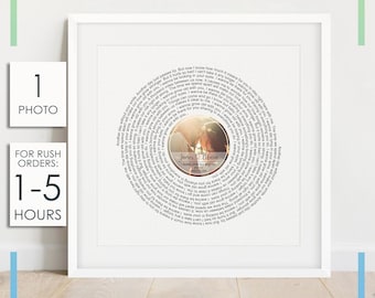 Wedding Song Lyrics with Photo Personalized First Dance Favorite Song Canvas Print 1st Anniversary Custom Sign