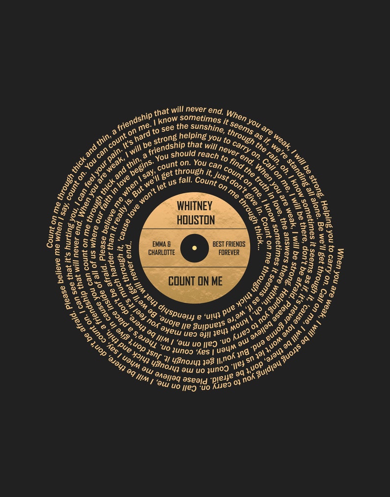 Custom Vinyl Record Song Lyrics Print Personalized Gift for Etsy
