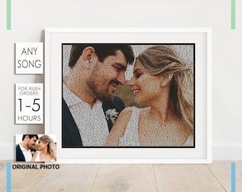 Favourite Song Lyrics Wall Art From Your Photo, First Dance Song Lyrics Wall Art, Paper Wedding Anniversary Gift, Wedding Vows Gift