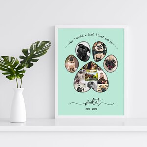 Personalized Paw Print Collage for Pet, Custom Photo Collage for Dog ...