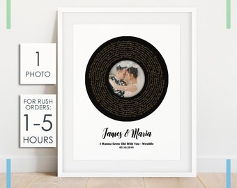 Arte mural con letras de canciones personalizadas, regalo de primer aniversario para él, impresión artística con letras de canciones de boda, impresión con letras de canciones de primer baile, regalo para esposo