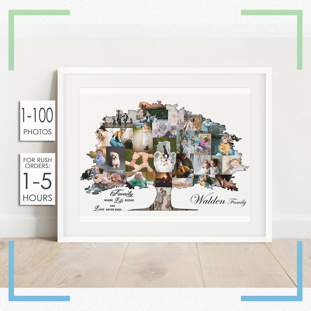 BIG SIZE Family Tree Art Printable, Wall Art Canvas, Family Tree Collage, Custom Pictures