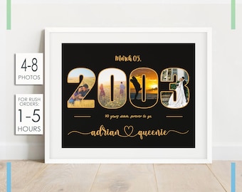 20th Anniversary Gift Ideas, Twenty Year Wedding Anniversary Gifts, Number Photo Collage, Platinum Anniversary Gift for Husband