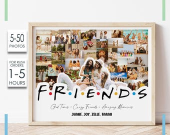 Regalos para mejores amigos, collage de fotos de mejores amigos, recuerdo personalizado de mejor amigo, regalo para mejor amiga, impresión de amistad, regalo para mejores amigos para siempre