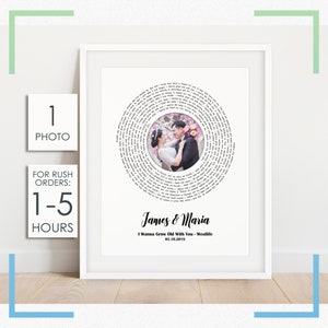 Custom Song Lyrics Wall Art, 1st Anniversary Gift for Wife, Personalized Wedding Song Lyrics Art, First Dance Song Print, Gift for Husband