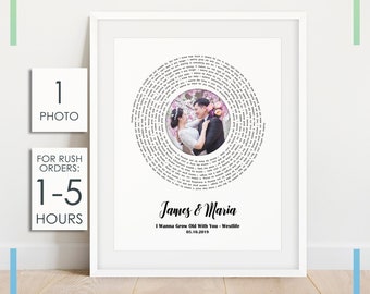 Custom Song Lyrics Wall Art, 1st Anniversary Gift for Wife, Personalized Wedding Song Lyrics Art, First Dance Song Print, Gift for Husband