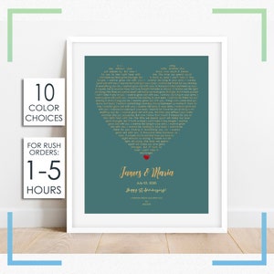 Cartel de la canción, arte de la pared de las letras de la canción, primer baile personalizado para el 1er aniversario, primer aniversario personalizado, regalo de boda imprimible