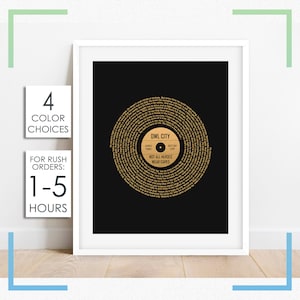 Vinyl Record Song Lyrics Wall Art for Father, Custom Gift for Dad from Daughter, Song Lyrics Record Print in Gold, Silver, Copper, Rose Gold