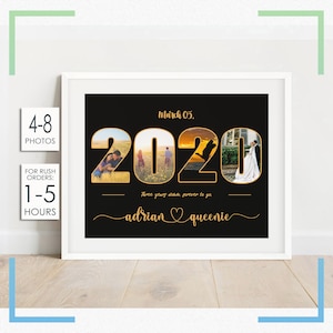 Regalo de 3.er aniversario, regalo de 3.er aniversario para esposo, 3 años de casados o cualquier año, collage de fotos con números, collage de aniversario personalizado