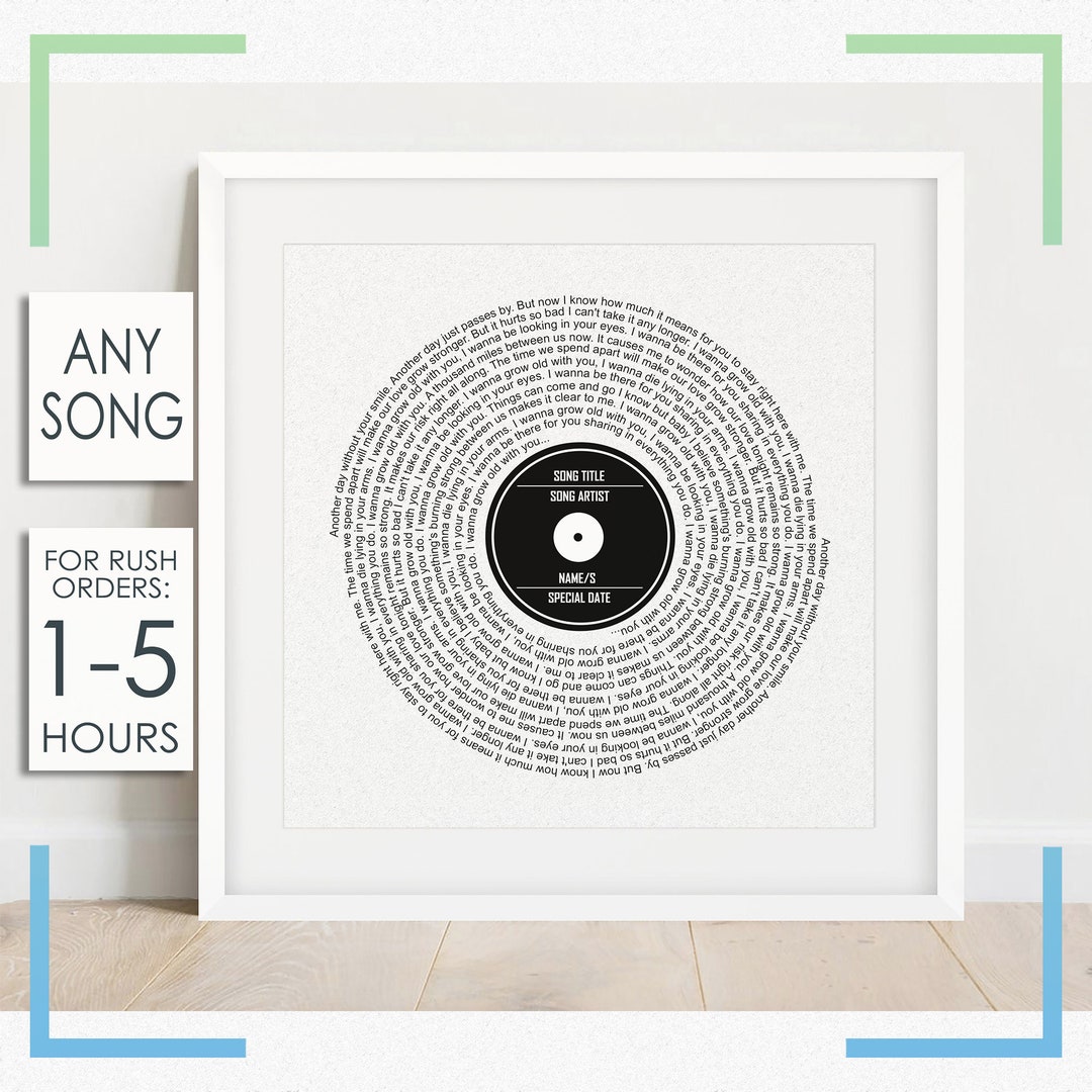 Custom Song Lyrics Printable for First Dance, Anniversary, Wedding, Any ...