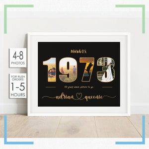 Regalo personalizzato per il 50° anniversario per i genitori, regalo per il 50° anniversario di matrimonio, collage di foto numeriche, 50° anniversario di matrimonio dei nonni o qualsiasi anno