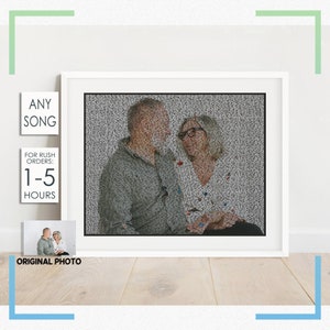 Favourite Song Lyrics Wall Art From Your Photo, First Dance Song Lyrics Wall Art, Paper Wedding Anniversary Gift, Wedding Vows Gift