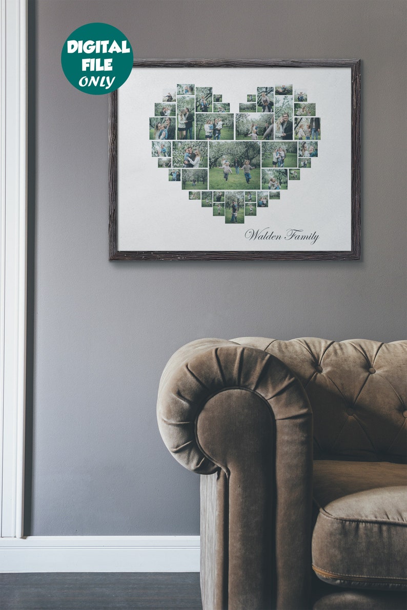 Picture Collage Gift Custom Heart Collage for Family Housewarming Gift for Family Personalized Family Gift Family Home Sign Wall D\u00e9cor