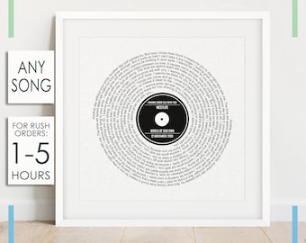 Vinyl Record Song Lyrics, Custom Gift, Digital and Printable Files