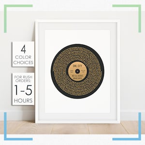 Testi di canzoni personalizzati da parete per papà, regalo per papà, padre da figlia, stampa di testi di canzoni su vinile in oro, argento, rame, oro rosa