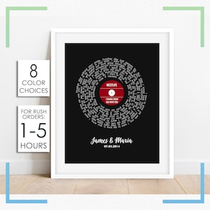 First Dance Vinyl Record Song Lyrics Wall Art, Anniversary Gift for Husband, Song Lyrics Record Print, Gift for Her, Custom Gift for Couple
