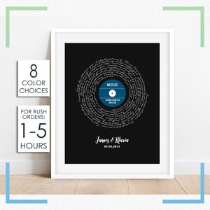 Vinyl Record Song Lyrics Wall Art, Custom Gift for Couple, Anniversary Gift for Husband, First Dance Song Lyrics Record Printable