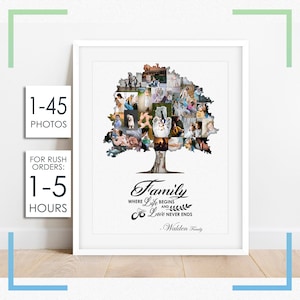 Family Tree Gift Ideas, Personalized Family Keepsake Gift, Family Photo Collage, Family Printable Wall Art, Family Tree Wall Decor