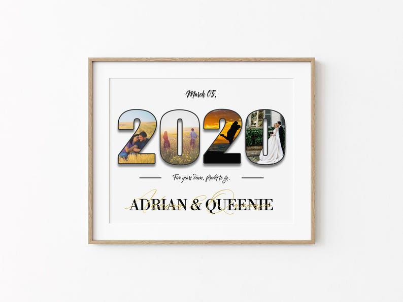 Custom 5th Anniversary Gift for Husband | Number 5 Year Picture Collage ...