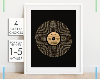 Personalize Second Anniversary Gift for Husband, 2nd Anniversary Lyric Wall Art, 2 Year Anniversary, Two Year Anniversary, Custom Song Lyric