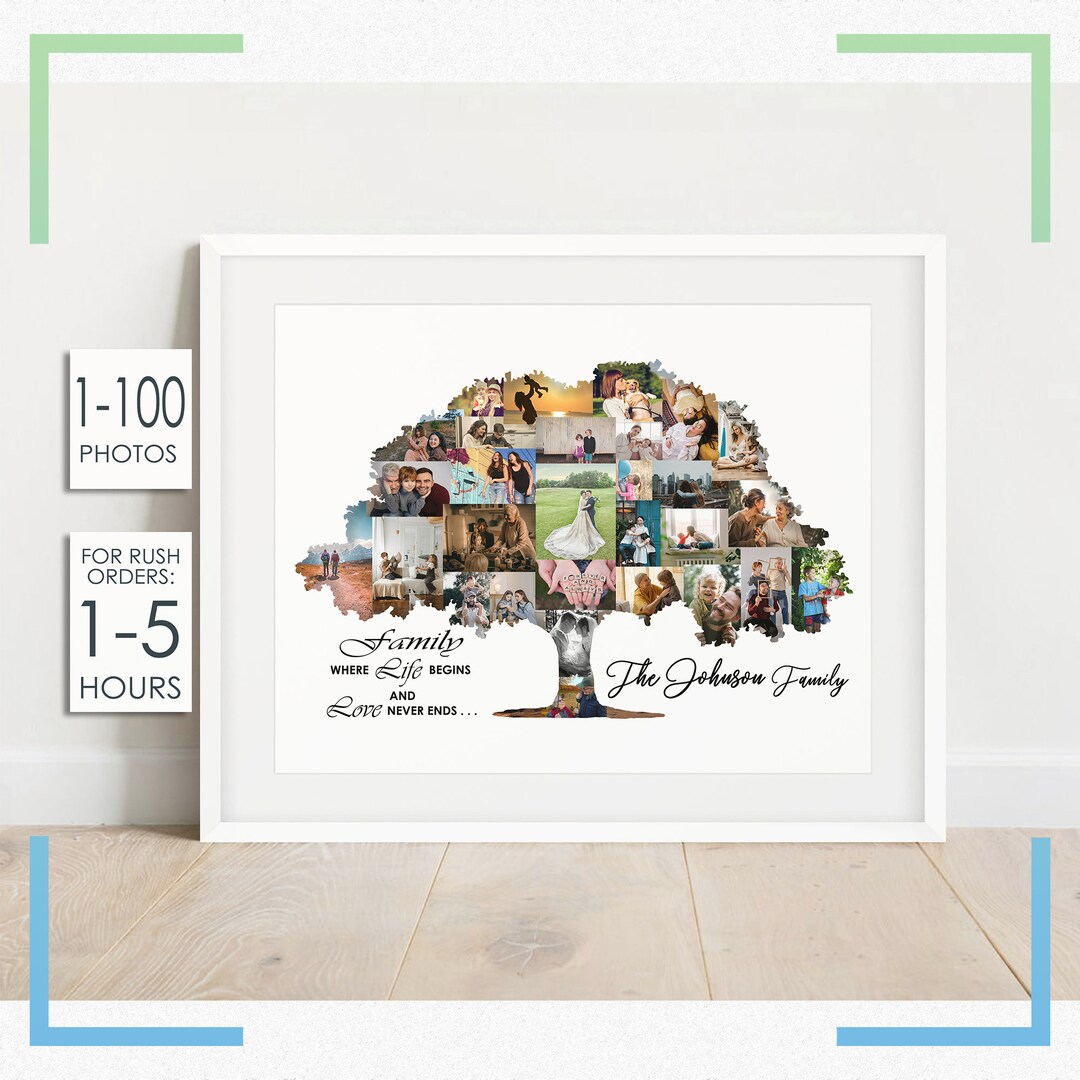 Personalized Family Tree Collage, Custom Family Gift, Anniversary Gift ...