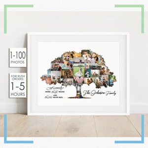 Personalized Family Tree Collage, Custom Family Gift, Anniversary Gift, Our Family Print, Family Wall Print with Names, Gift for Grandparent