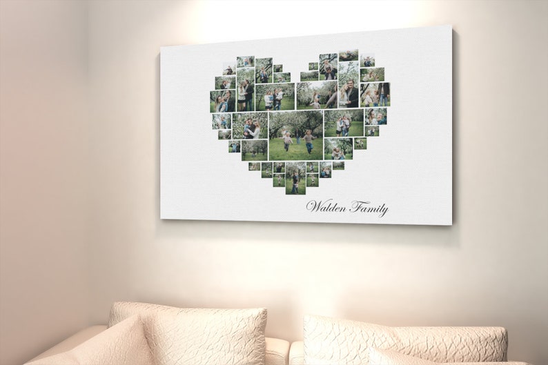 Picture Collage Gift Custom Heart Collage for Family Housewarming Gift for Family Personalized Family Gift Family Home Sign Wall D\u00e9cor