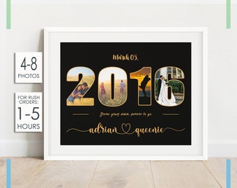 7 Jahre Jubiläum Geschenk für Frau | Personalisierte 7. Jahrestag Geschenk für Ehemann | Zahl Fotocollage | Personalisierte Collage zum siebten Jahrestag