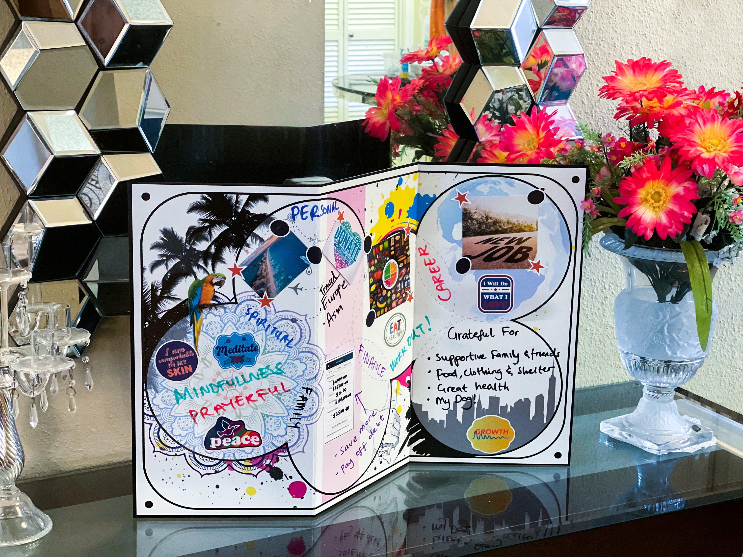 Dry Erase Vision Board Kit, Foldable Dream Board, 150 Motivational