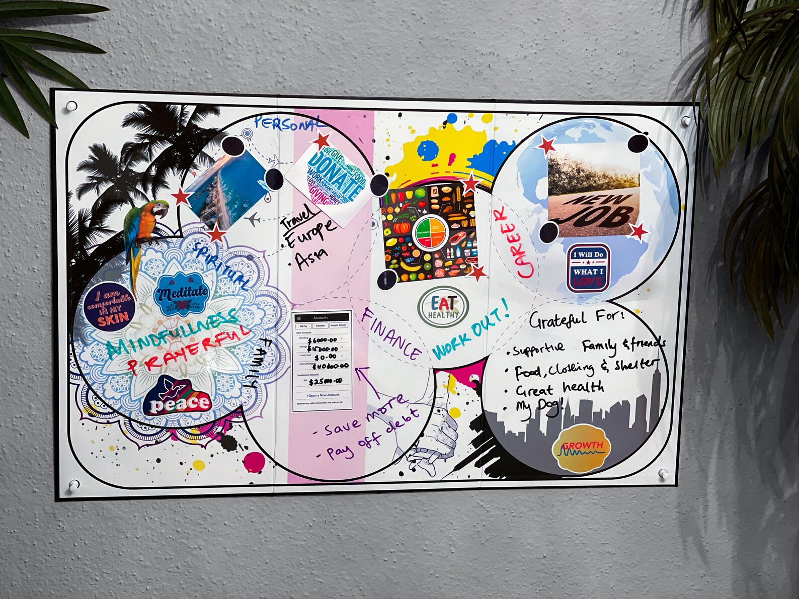 Dry Erase Vision Board Kit, Foldable Dream Board, 150 Motivational