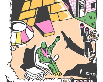 Friendly neighbours Riso print