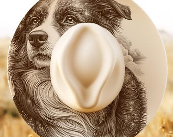 Hat Burning Design Border Collie with Stars, Wide Brim Hat Pattern, Laser Engraving Hat File, Hat Brim Template, Wide Brim PNG