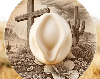 Wooden Cross Desert Engraving PNG, Cactus Wide Brim Hat Design, Christian Digital Download, Western Hat File, Desert Cross Laser Engraving