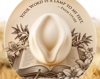 Bible Verse Engraving PNG, Psalm 119:105 Wide Brim Hat Design, Scripture Digital Download, Christian Hat File, Floral Bible Laser Engraving