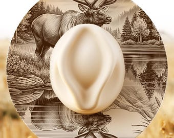 Bull Elk by Mountain Lake, Hat Burning Design, Wide Brim Hat Pattern, Wide Brim PNG, Burned Hat Templates, Hat Brim Template