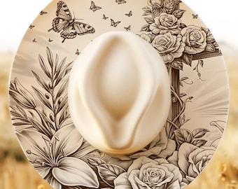 Floral Cross Engraving PNG, Roses Butterfly Wide Brim Hat Design, Christian Digital Download, Bible Hat File, Rose Cross Laser Engraving