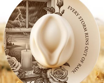 Storm Window & Roses Inspirational Quote Hat Burning Design, Wide Brim Hat Pattern, Laser Engraving Hat File, Burned Hat Templates