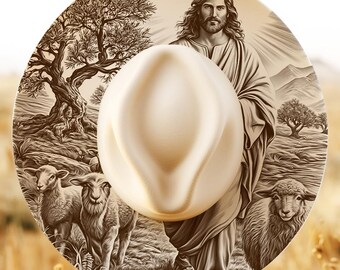 Jesus the Good Shepherd Hat Burning Design, Wide Brim Hat Pattern, Laser Engraving Hat File, Hat Brim Template, Wide Brim Hat PNG