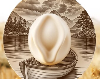 Mountain Lake Boat Hat Burning Design, Wide Brim Hat Pattern, Laser Engraving Hat File, Hat Brim Template, Wide Brim PNG