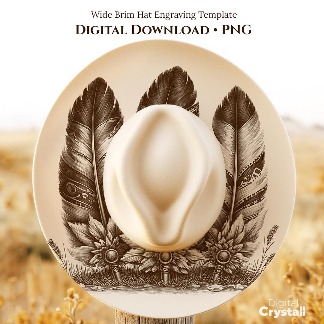 Sample Hat Files Feather Hat Burning Design, Wide Brim Hat Template, Burned Hat ...