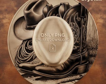 Cowboy Boots Rope Wide Brim Hat Template Burned Hat Patterns Pyrography Hat Design PNG
