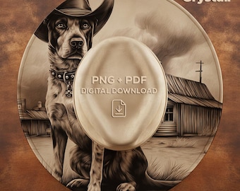 Cowboy Dog Hat Burning Design, Wide Brim Hat Pattern, Laser Engraving Hat Design, Hat Burning PNG, Hat Engraving Template