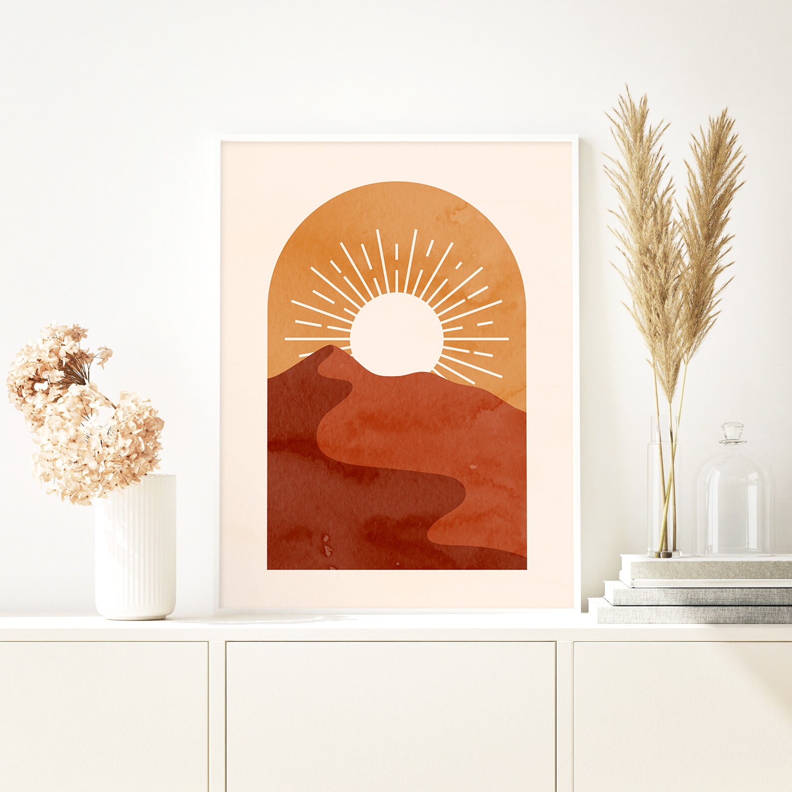 Boho Sun Sand Dunes Printable Wall Art Digital Print Mid Etsy