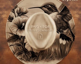 Hummingbird Flower Wide Brim Hat Template Burned Hat PNG Pyrography Hat Design Commercial Use