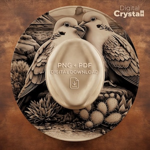 Love Doves in Desert Wide Brim Hat Template Burned Hat PNG Pyrography Hat Design Commercial Use