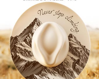 Mountain Landscape Hat Burning Design, Laser Engraving Hat File, Never stop climbing