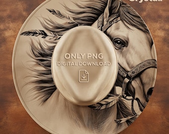 Indian Horse Digital Template Hat Burning, Wide Brim Hat Pattern, Hat Engraving Template PNG
